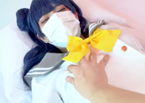 【顔出しNG】ガチ素人コスプレイヤーパイパン手コキ中出しエロ動画